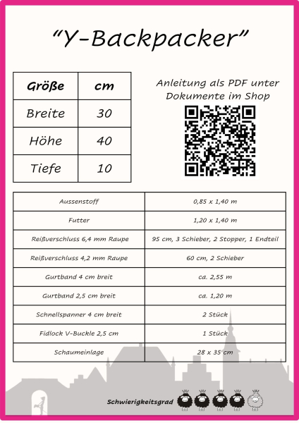 Papierschnittmuster "Y-Backpacker" Rucksack